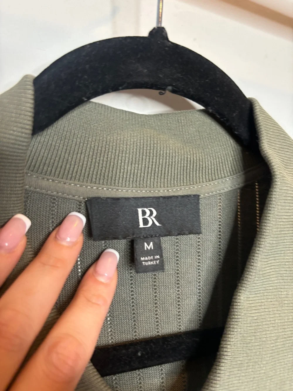 Banana Republic Ribbed Modal-Cotton Resort Shirt Size M Green Nori